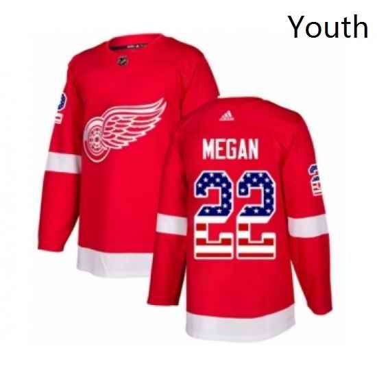 Youth Adidas Detroit Red Wings 22 Wade Megan Authentic Red USA Flag Fashion NHL Jersey